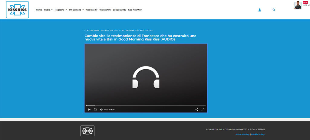 Cambio vita la testimonianza di Francesca che ha costruito una nuova vita a Bali in Good Morning Kiss Kiss