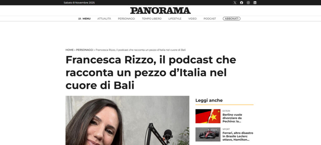 Francesca Rizzo il podcast che racconta un pezzo d’Italia nel cuore di Bali