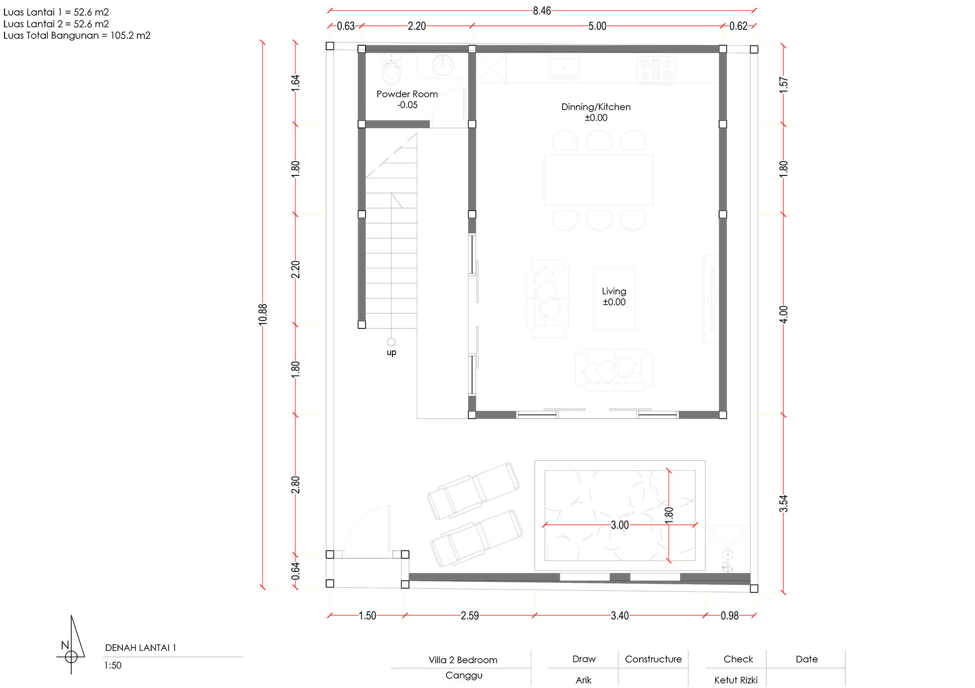 Bali Holidat Propertise Denah 2 Bedroom Mezzanin 1
